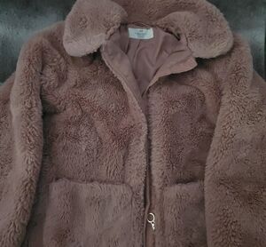 H&M Plush Teddy Jacket in Dusty Rose